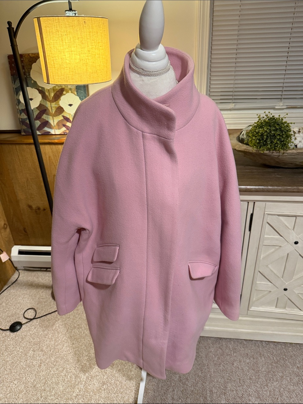 J. Crew Bubblegum Pink Cowl-Neck Wool Coat Italian Stadium Cloth by Nell Gori